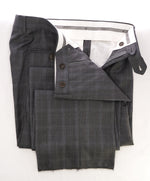 CANALI - Gray & Aqua Blue Plaid Check Flat Front Dress Pants - 36W