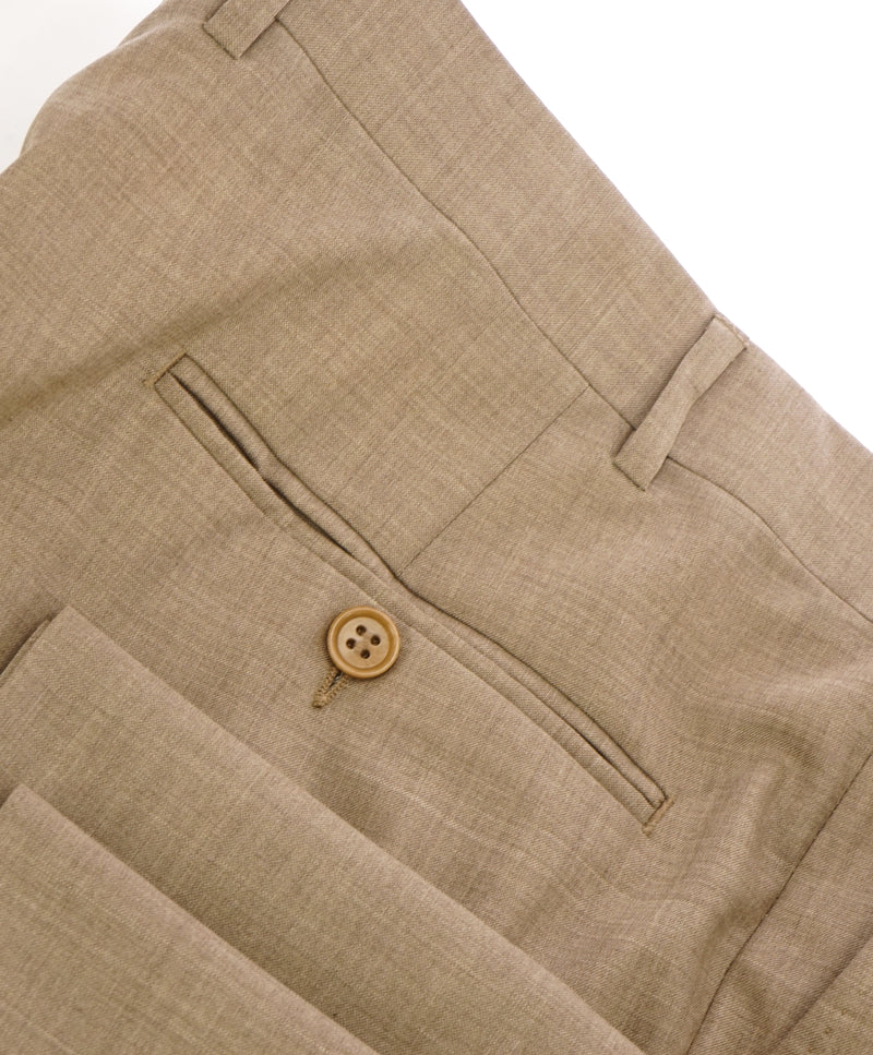 CANALI - Camel Beige Summer Solid Flat Front Dress Pants - 40W