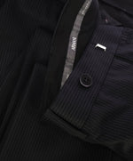 ARMANI COLLEZIONI - Black & Gray Tonal Rope Stripe Flat Front Dress Pants - 37W