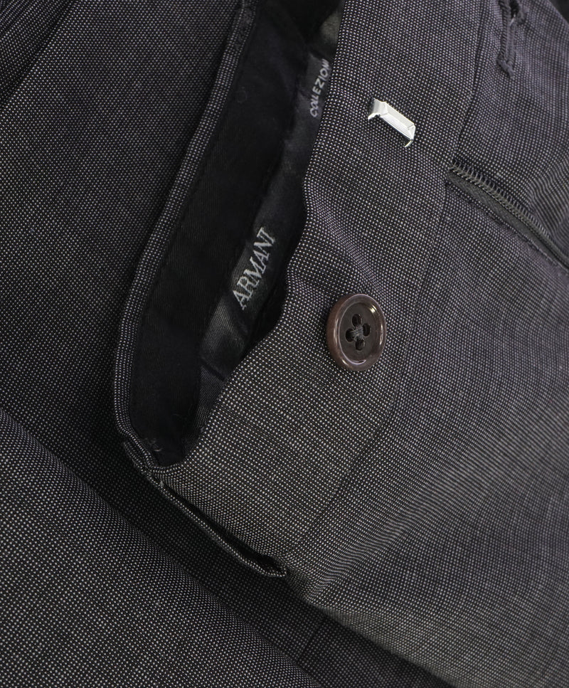 ARMANI COLLEZIONI - Gray Pindot Textured Flat Front Dress Pants - 37W