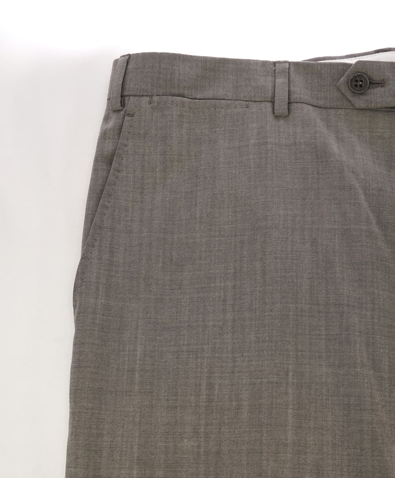 ARMANI COLLEZIONI - Medium Gray Pindot Textured Flat Front Dress Pants - 39W