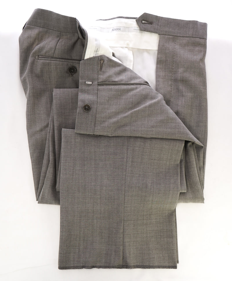 ARMANI COLLEZIONI - Medium Gray Pindot Textured Flat Front Dress Pants - 39W