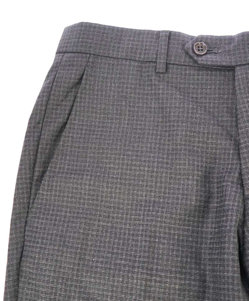 ARMANI COLLEZIONI - Gray Tonal Check Plaid Flat Front Dress Pants - 32W