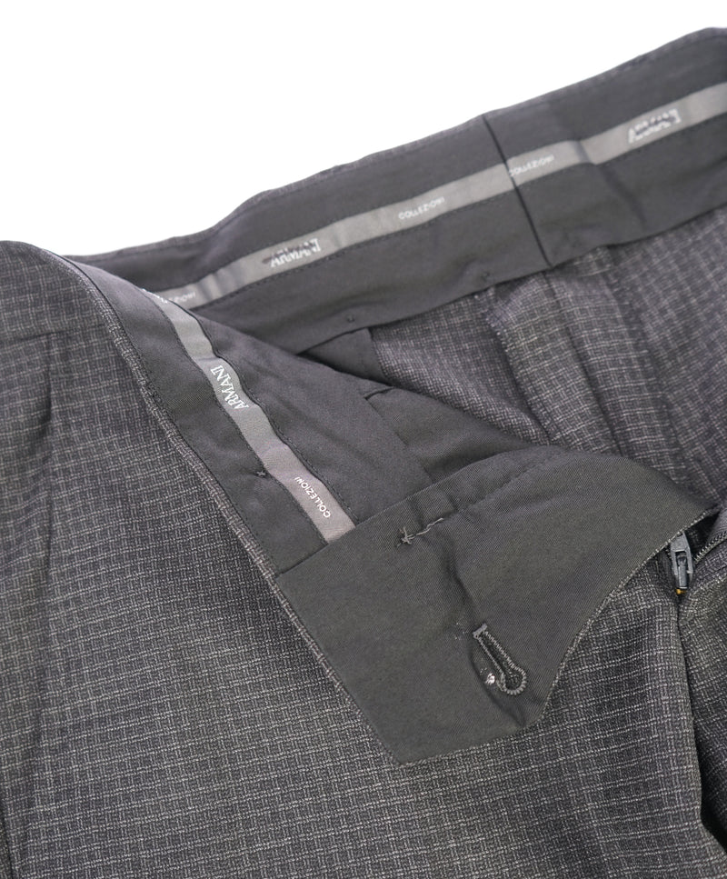 ARMANI COLLEZIONI - Gray Tonal Check Plaid Flat Front Dress Pants - 32W