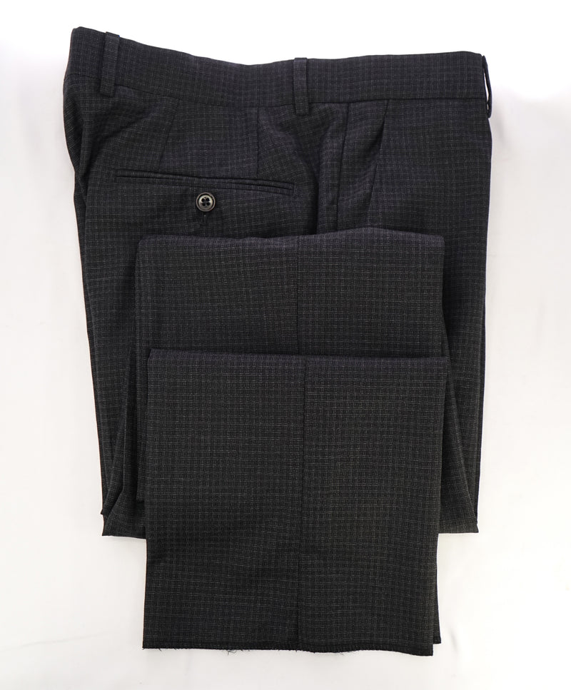 ARMANI COLLEZIONI - Gray Tonal Check Plaid Flat Front Dress Pants - 32W