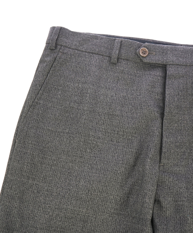 ARMANI COLLEZIONI - Gray Tonal Stripe Flat Front Dress Pants - 33W
