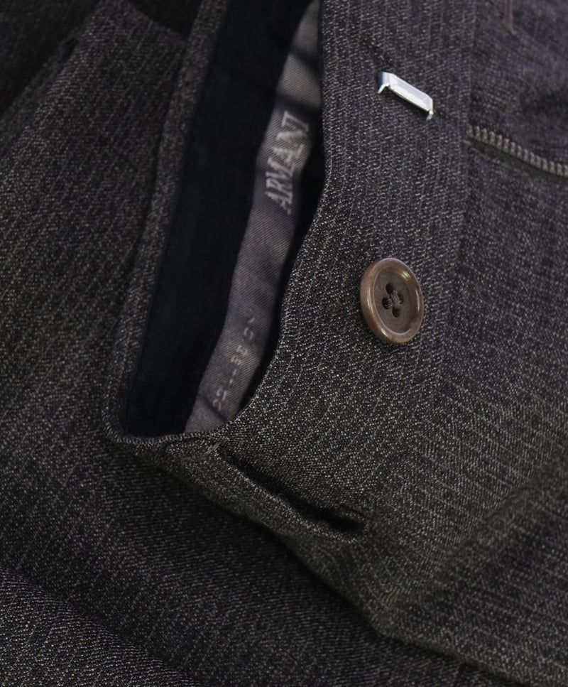 ARMANI COLLEZIONI - Gray Tonal Stripe Flat Front Dress Pants - 33W