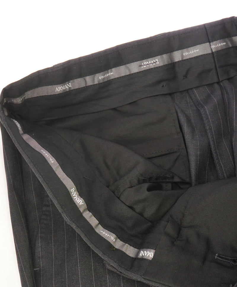 ARMANI COLLEZIONI - Gray Tonal Pin Stripe Flat Front Dress Pants - 33W