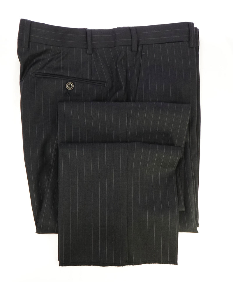 ARMANI COLLEZIONI - Gray Tonal Pin Stripe Flat Front Dress Pants - 33W