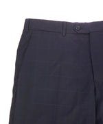 ARMANI COLLEZIONI - Plaid Check Windowpane Blue Flat Front Dress Pants - 36W