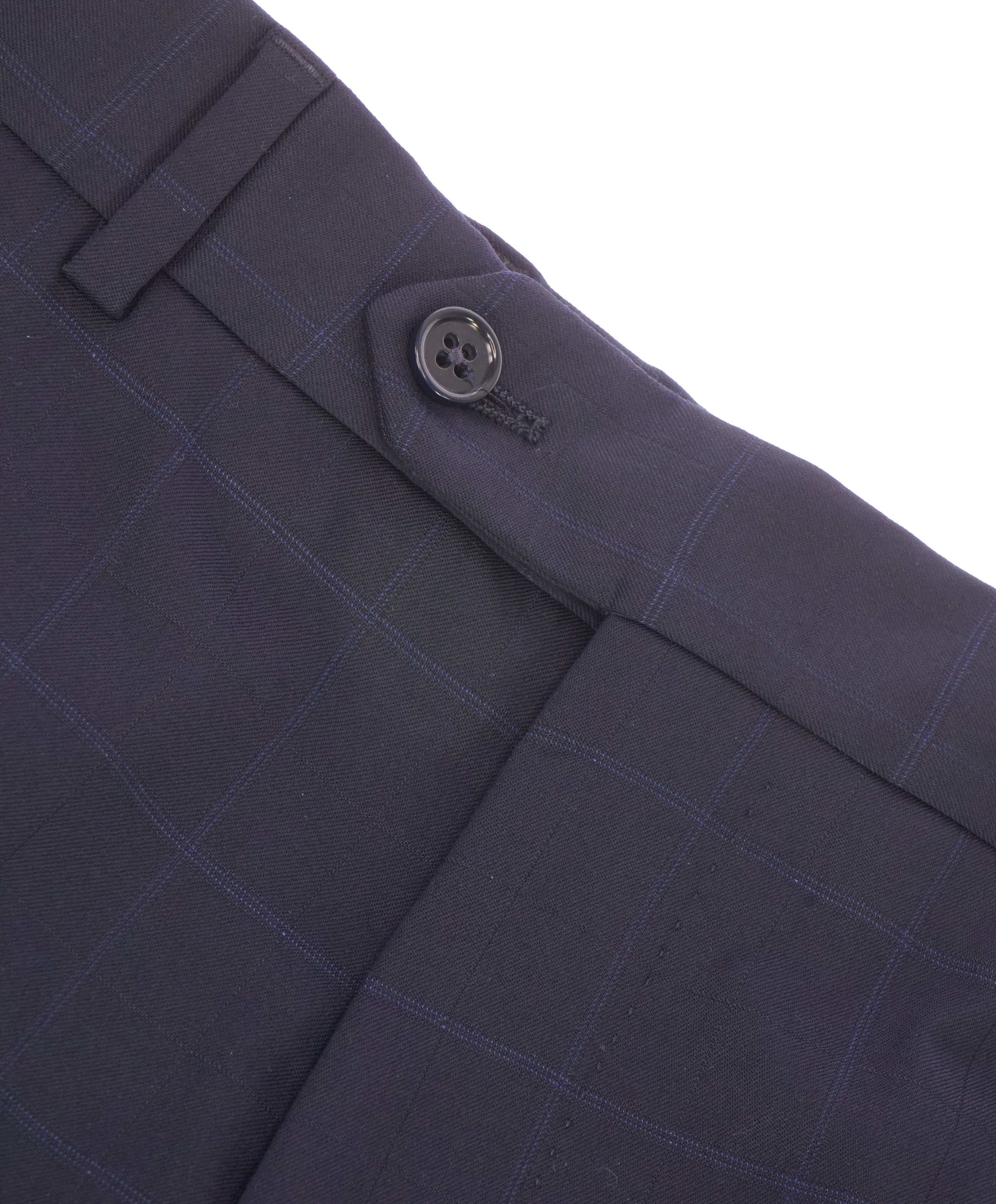 ARMANI COLLEZIONI - Plaid Check Windowpane Blue Flat Front Dress Pants - 39W