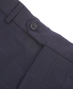 ARMANI COLLEZIONI - Plaid Check Windowpane Blue Flat Front Dress Pants - 36W