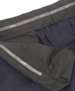 ARMANI COLLEZIONI - Plaid Check Windowpane Blue Flat Front Dress Pants - 39W