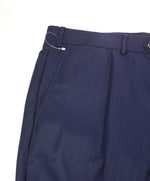 ARMANI COLLEZIONI - Blue Herringbone Stripe Flat Front Dress Pants - 41W