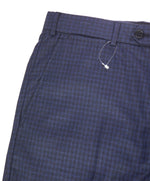 ARMANI COLLEZIONI - Blue Bold Micro Check Plaid Flat Front Dress Pants- 36W