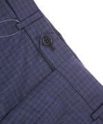 ARMANI COLLEZIONI - Blue Bold Micro Check Plaid Flat Front Dress Pants - 36W