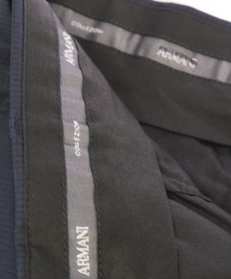 ARMANI COLLEZIONI - Tonal Micro Check Gray Skinny Flat Front Dress Pants - 32W