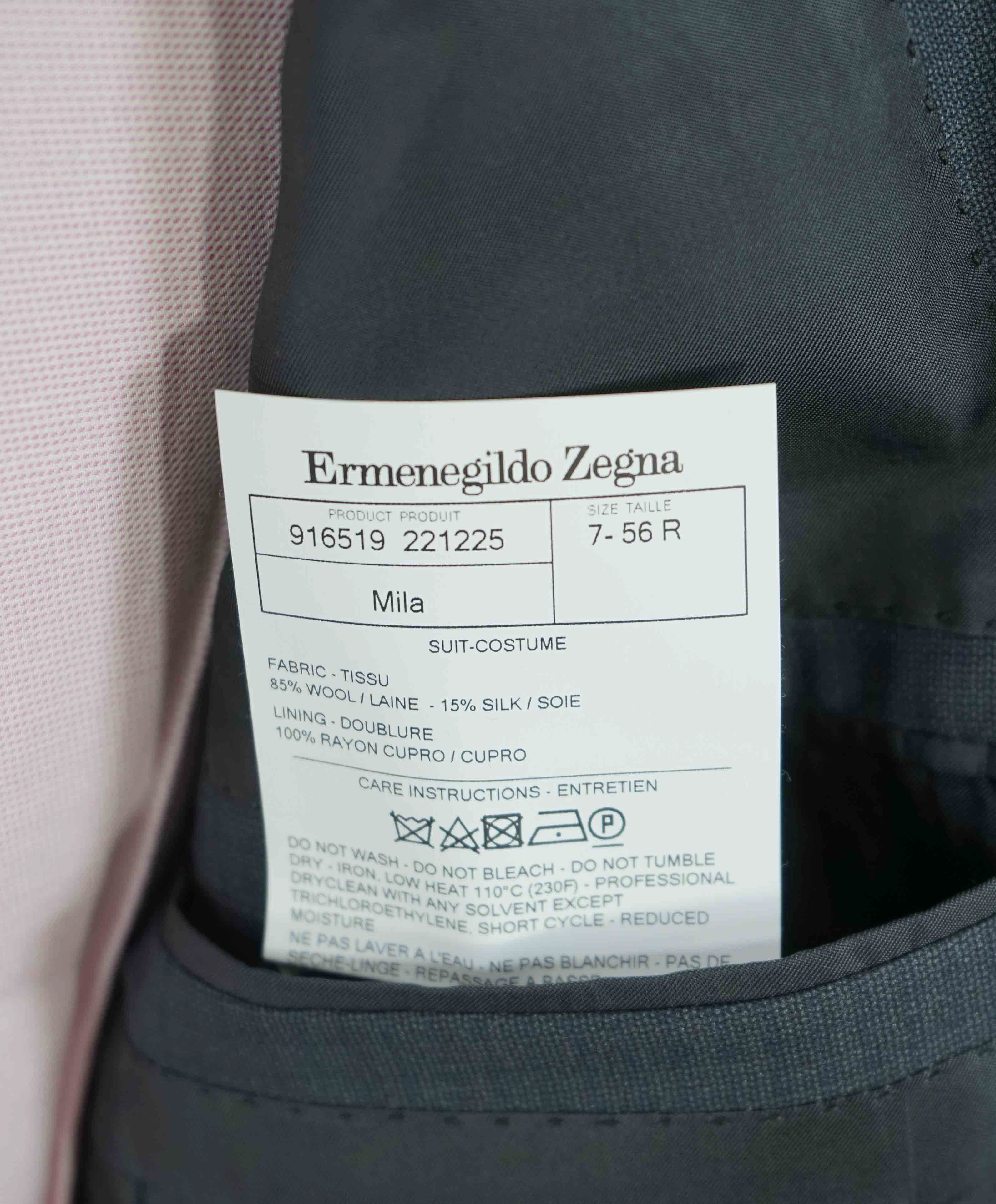 $4,690 ERMENEGILDO ZEGNA -"TROFEO 600" SILK Blue CLOSET STAPLE Suit - 46R