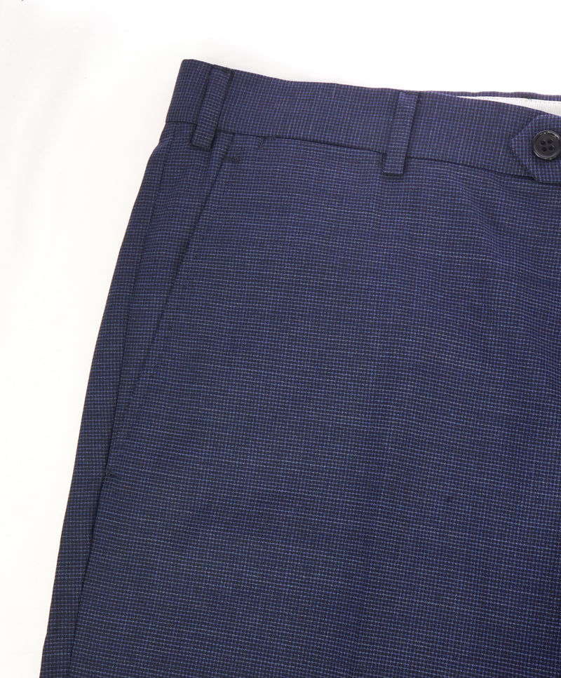 ARMANI COLLEZIONI - Tonal Micro Check Powder Blue Flat Front Dress Pants - 37W