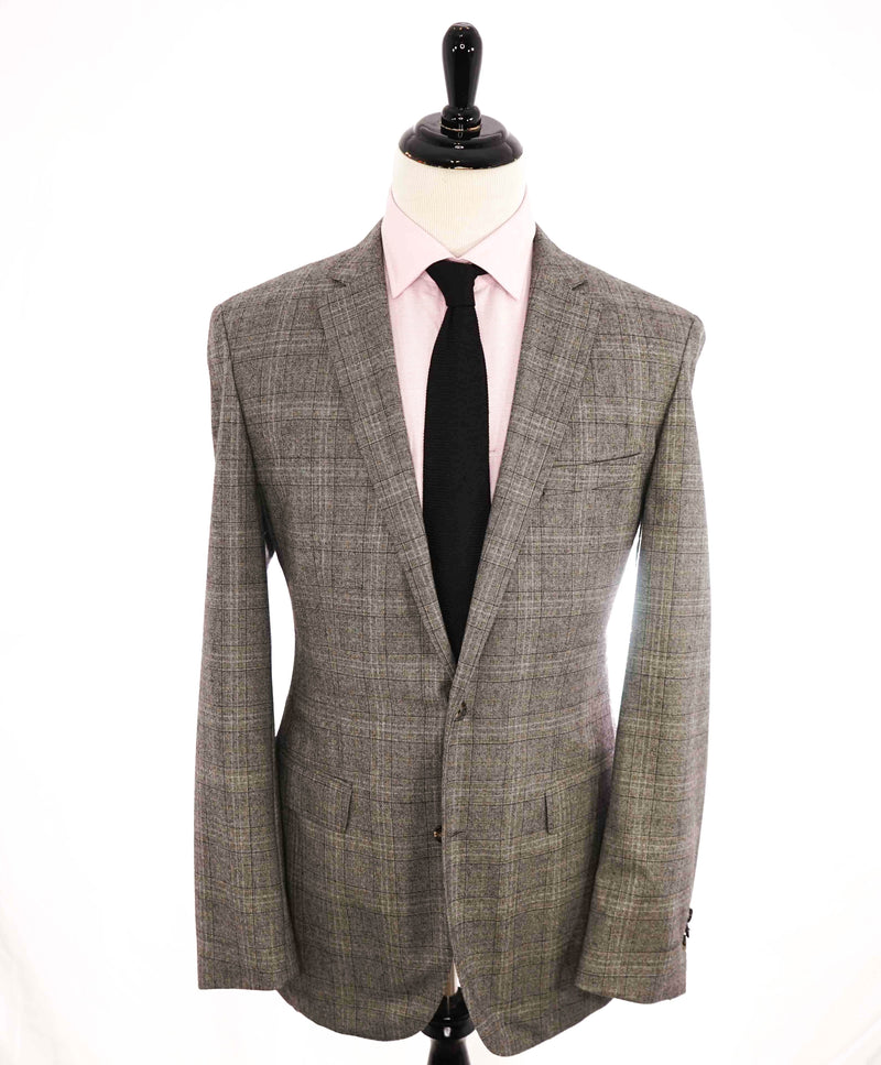 $1,295 HUGO BOSS - Camel / Gray WOOL Light Flannel Notch Lapel Suit - 40L