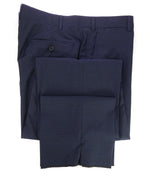 ARMANI COLLEZIONI - Tonal Micro Check Blue Flat Front Dress Pants - 38W