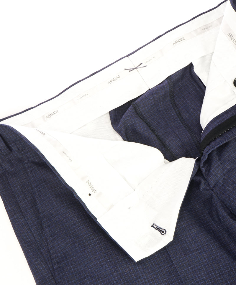 ARMANI COLLEZIONI - Bold Micro Check Multi Color Flat Front Dress Pants - 33W