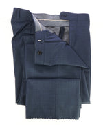 HICKEY FREEMAN - Pastel Blue Textured Wool Flat Front Dress Pants - 33W