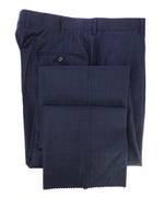 HICKEY FREEMAN - Deep Blue Textured Wool Flat Front Dress Pants - 34W