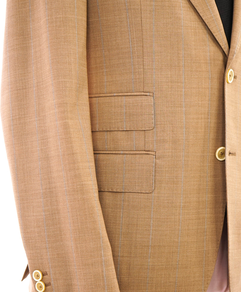 ELEVENTY - Peak Lapel Brown & Baby Blue Stripe Semi-Lined Suit - 42 US (52EU)