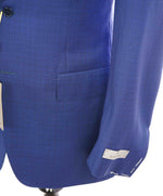 $1,895 CANALI - Royal Blue Abstract Check Textured Blazer - 42R