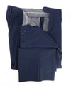 HICKEY FREEMAN - Blue Mini Check Plaid Wool Flat Front Dress Pants - 33W