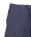 HICKEY FREEMAN - Pastel Blue Windowpane Plaid Wool Flat Front Dress Pants - 36W