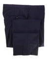 HICKEY FREEMAN - Navy Multi Colored Plaid Wool Flat Front Dress Pants - 42W