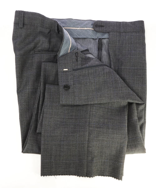 HICKEY FREEMAN - Prince of Wales Check Wool Flat Front Dress Pants - 32W
