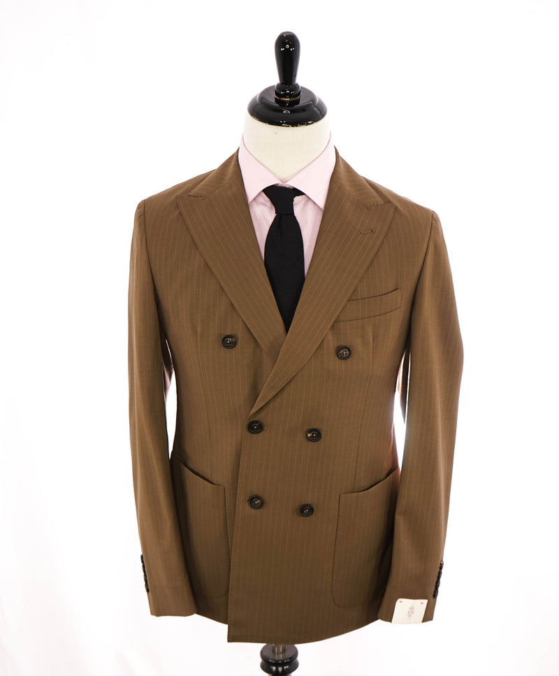 ELEVENTY - Brown Pencil Stripe Double Breasted Semi-Lined Suit - 40 (50 EU)