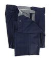 HICKEY FREEMAN - Blue Large Check Plaid Wool Flat Front Dress Pants - 34W