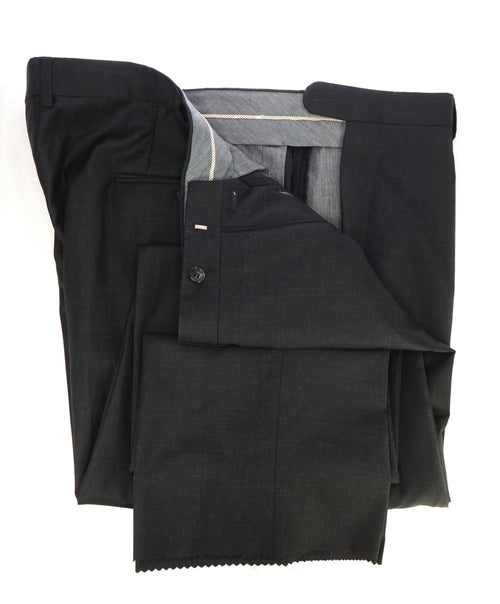 HICKEY FREEMAN - Charcoal Gray Wool Flat Front Dress Pants - 32W