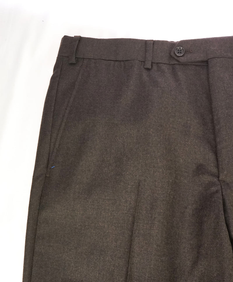 ARMANI COLLEZIONI - Brown CASHMERE Blend Flannel Flat Front Dress Pants - 36W