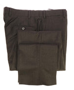 ARMANI COLLEZIONI - Brown CASHMERE Blend Flannel Flat Front Dress Pants - 36W