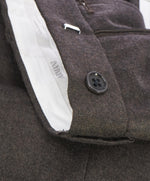ARMANI COLLEZIONI - Brown CASHMERE Blend Flannel Flat Front Dress Pants - 36W