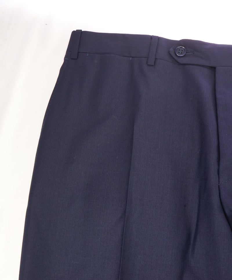 CANALI - Navy Blue Textured Flat Front Dress Pants - 34W