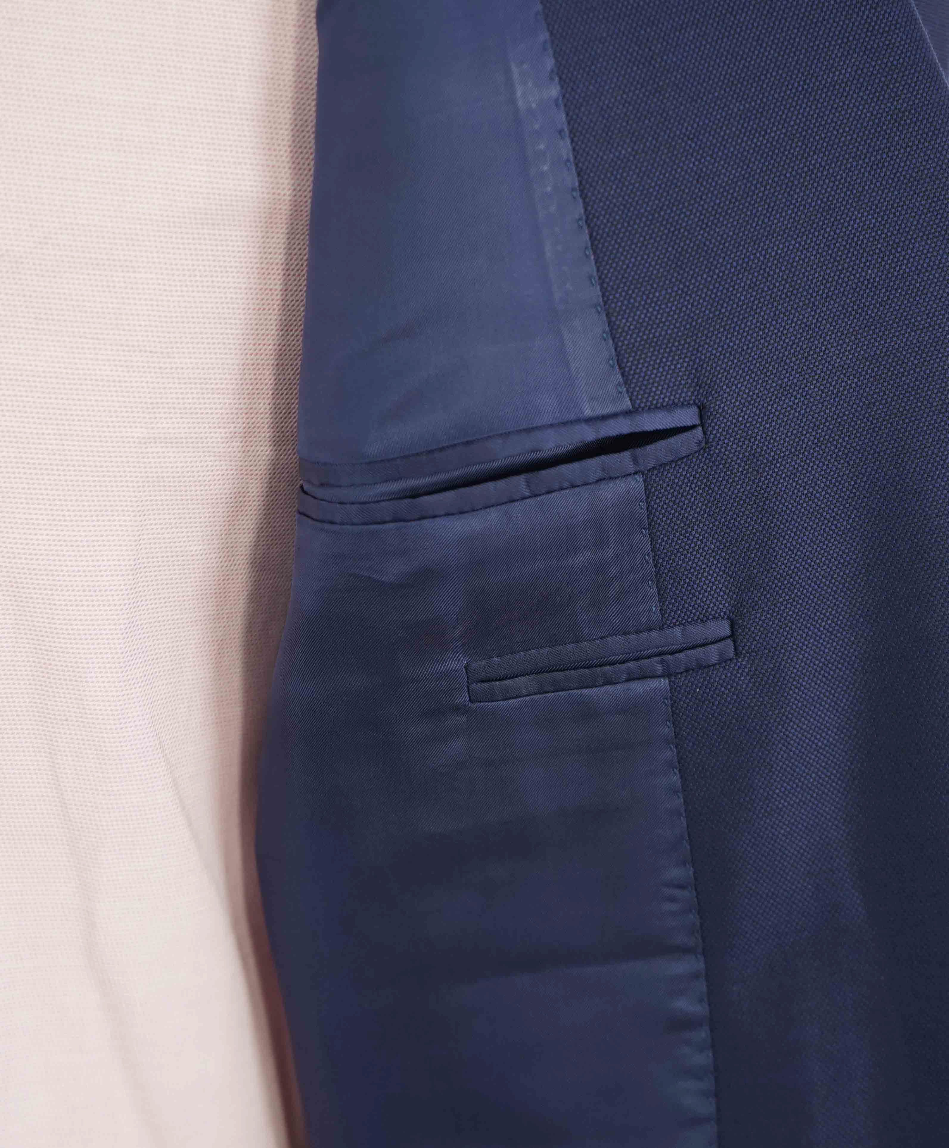 $1,895 CANALI - Cobalt Blue Royal Weave Wool Blazer - 46L