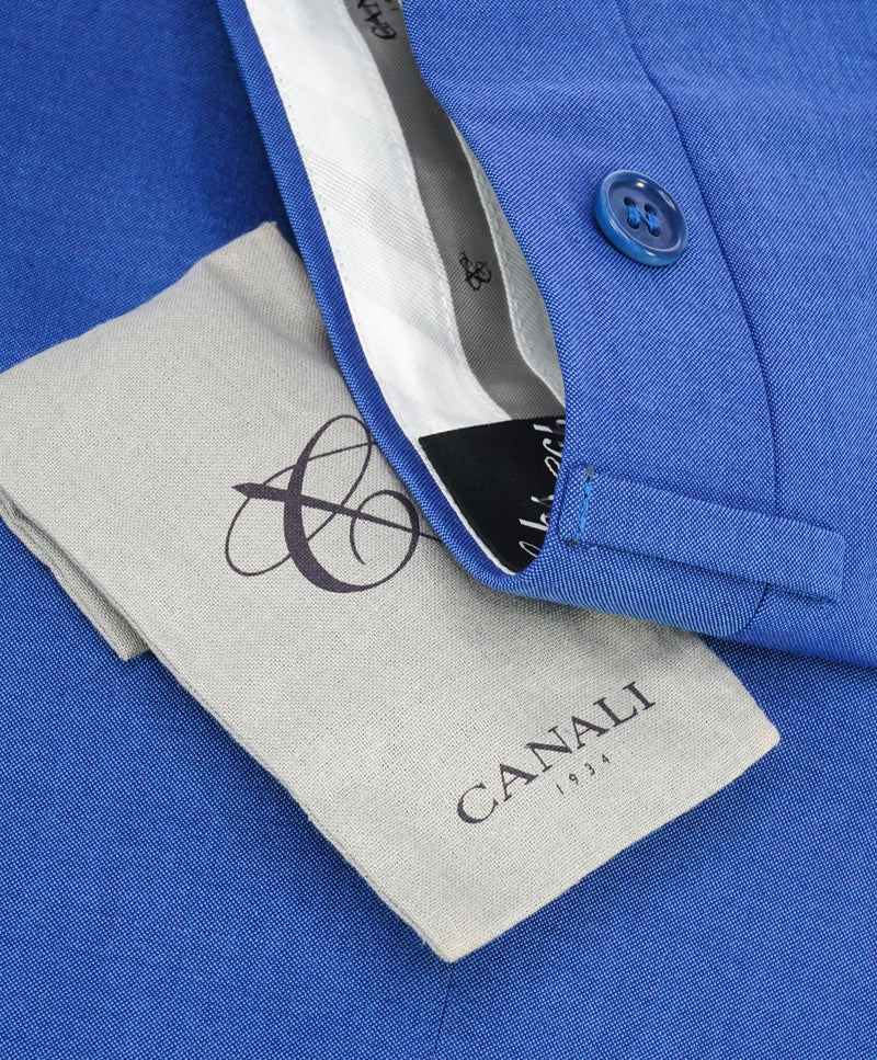 CANALI - Solid Powder Blue "Travel/Water Resistant" Flat Front Dress Pants - 38W