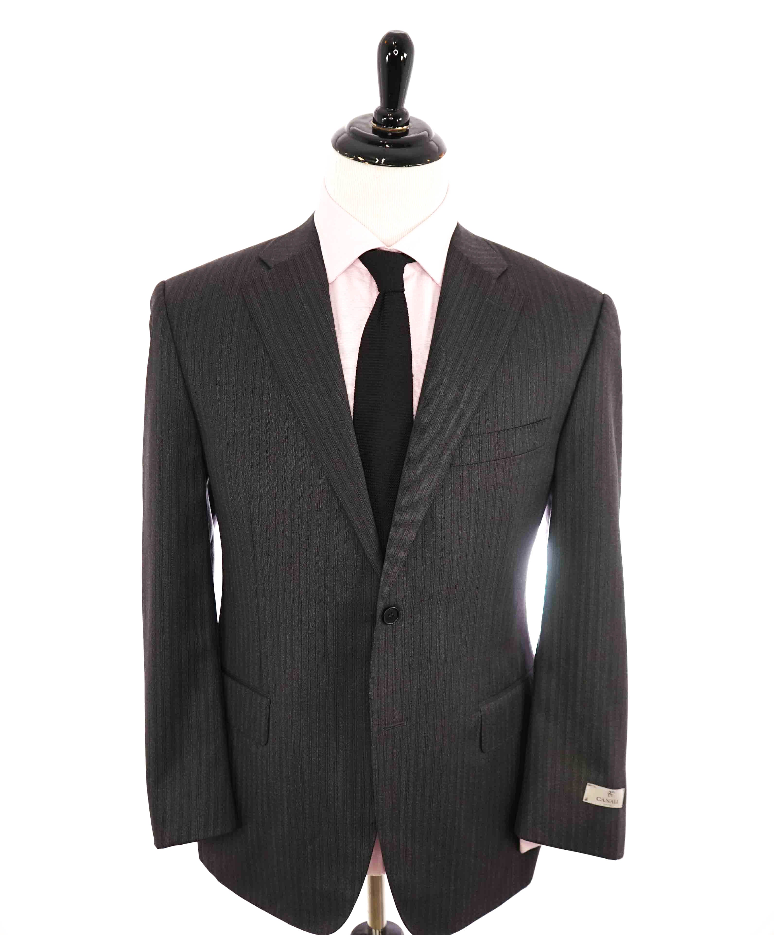 $1,895 CANALI - Gray Scale Tonal Textured Wool Striped Blazer - 42S