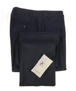 CANALI - Navy Blue Sharkskin Textured Wool Flat Front Dress Pants - 32W