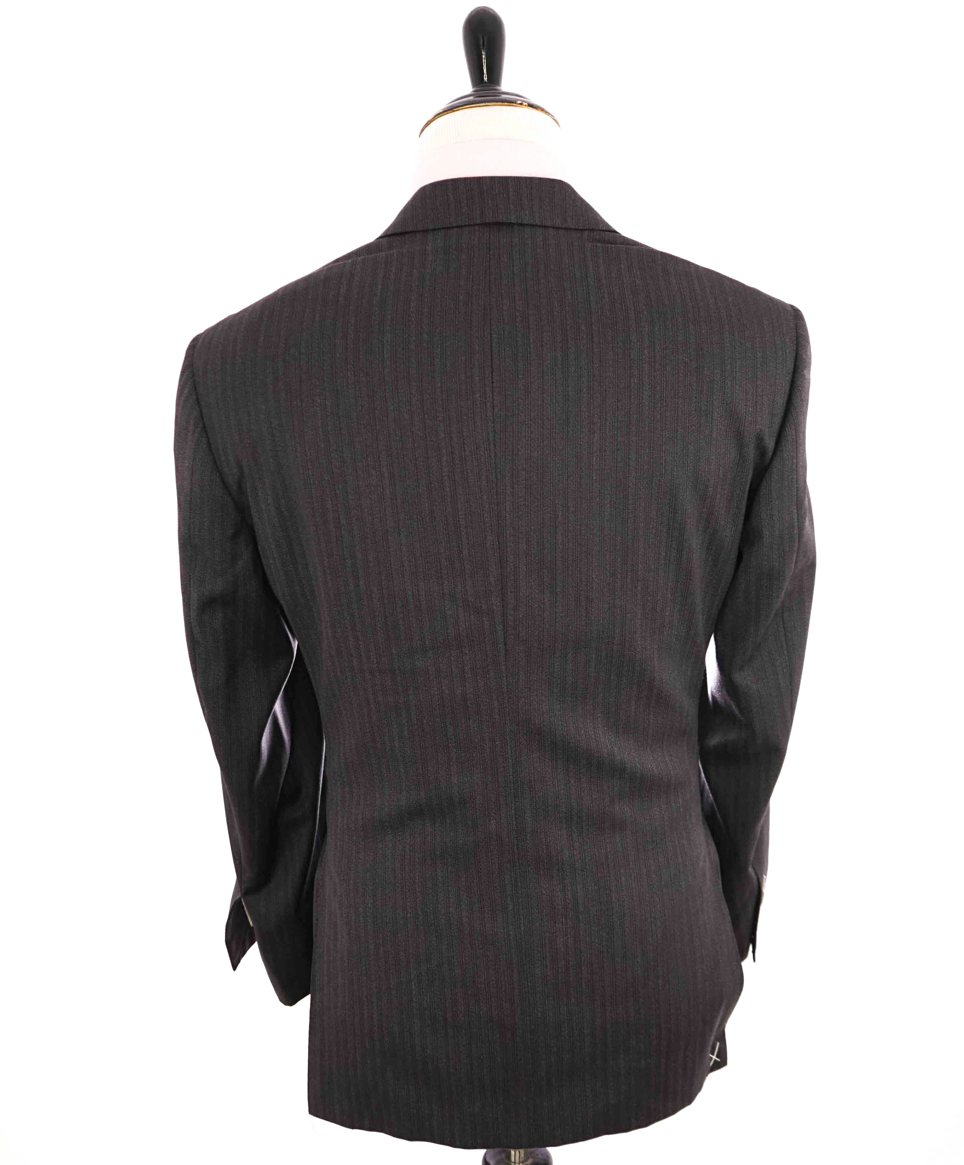 $1,895 CANALI - Gray Scale Tonal Textured Wool Striped Blazer - 42S