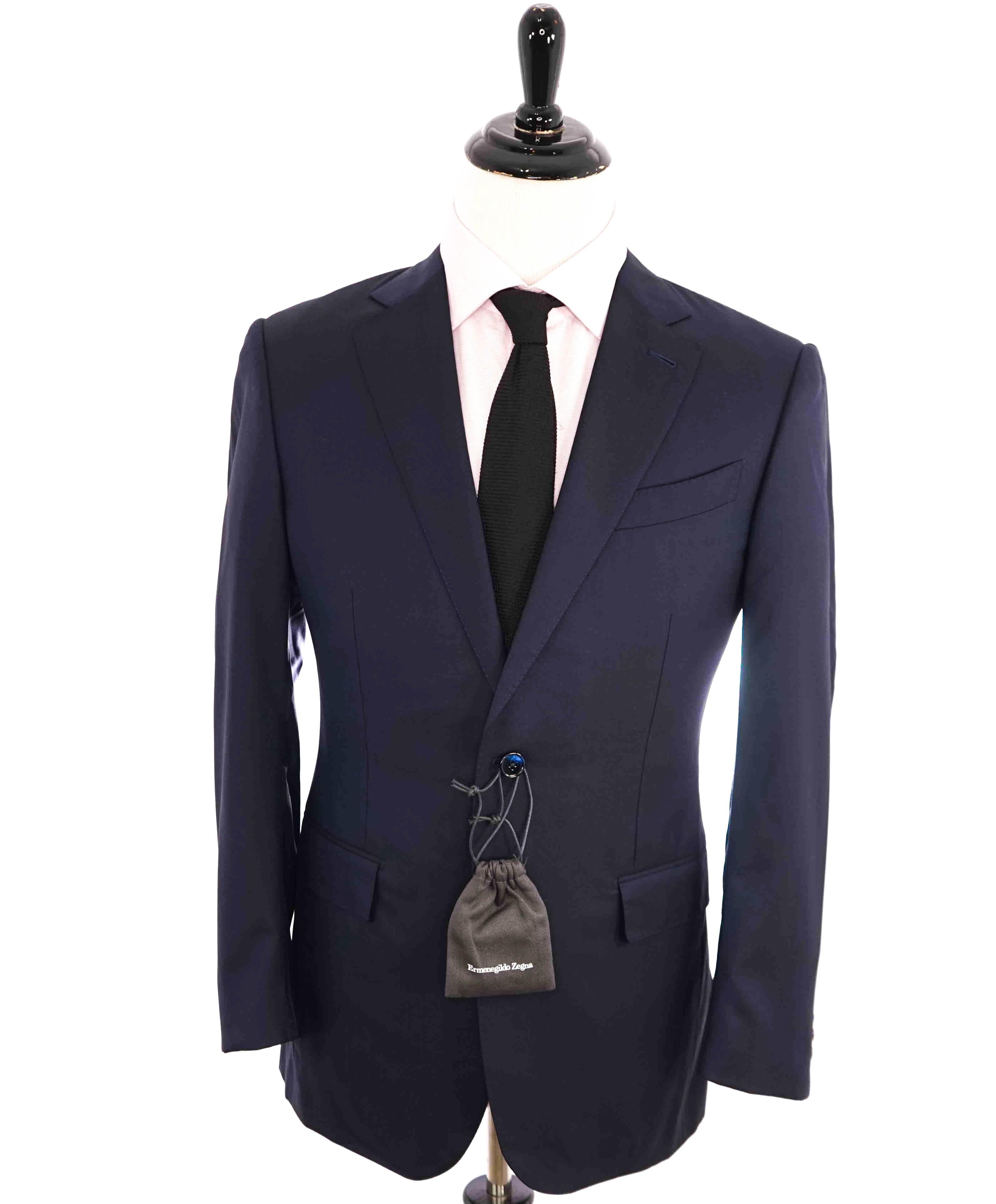 $3,995 ERMENEGILDO ZEGNA -"TROFEO 600" Blue Oxford Weave Silk Suit - 40R
