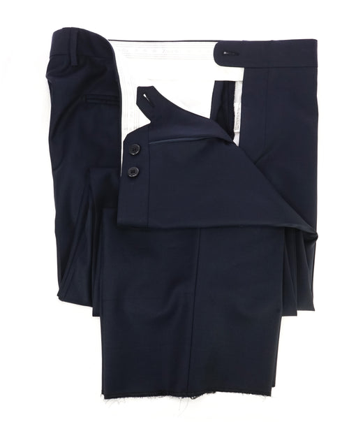 ZANELLA - “DEVON” Solid Navy Blue Wool Flat Front Pants - 38W