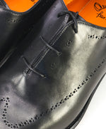 SANTONI - "Calvin" Fatte A Mano Wholecut Black Brogue Oxfords - 11.5US