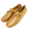 TOD’S - Beige Crocodile Embossed Logo Driving Loafers- 9US